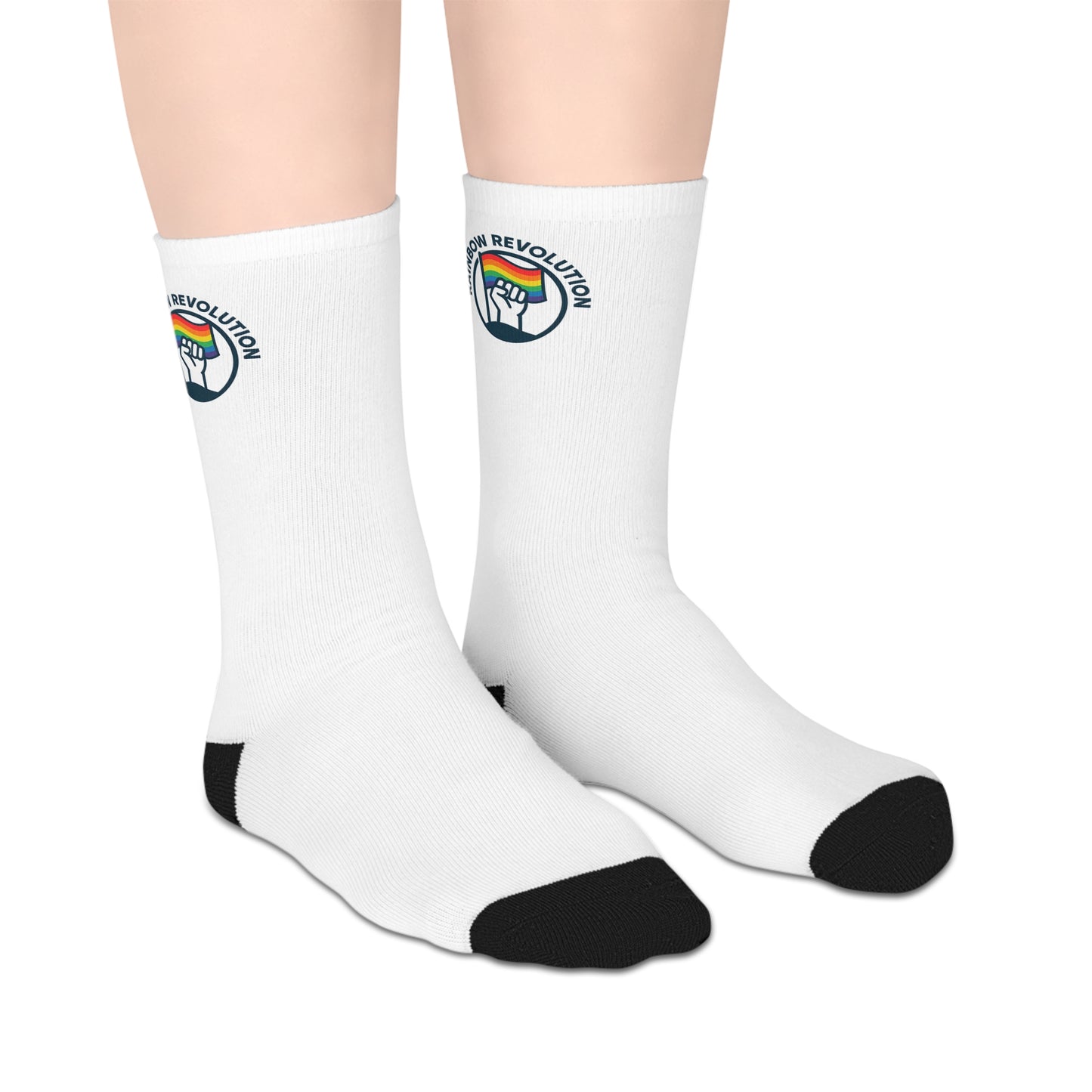 Rainbow Pollution Mid-length Socks | Colorful Casual Footwear for Everyday Wear, LGBTQ+ Support, Gift for Friends, Eco-Friendly Fashion