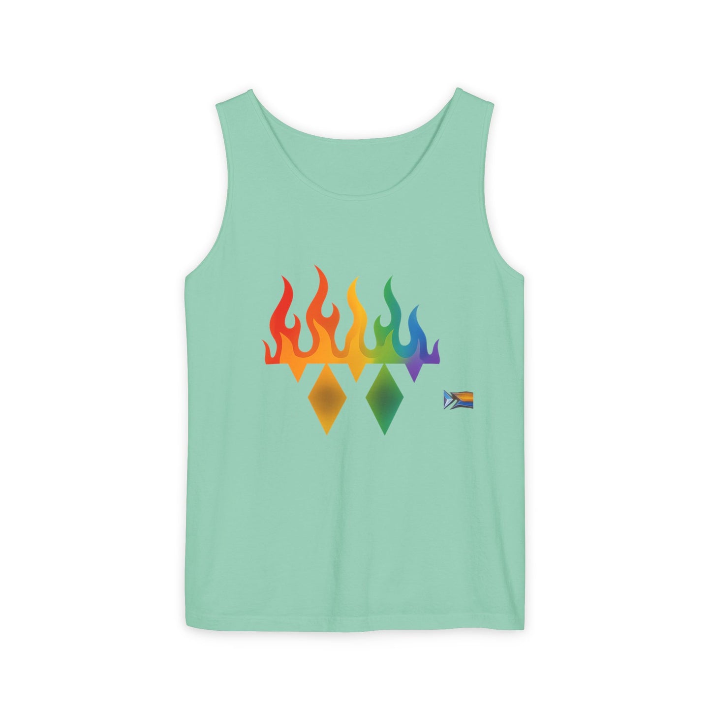 Pride Flame Tank Top | Unisex Garment-Dyed Tank, LGBTQ+ Apparel, Colorful Summer Wear, Festival Clothing, Gay Pride Merchandise