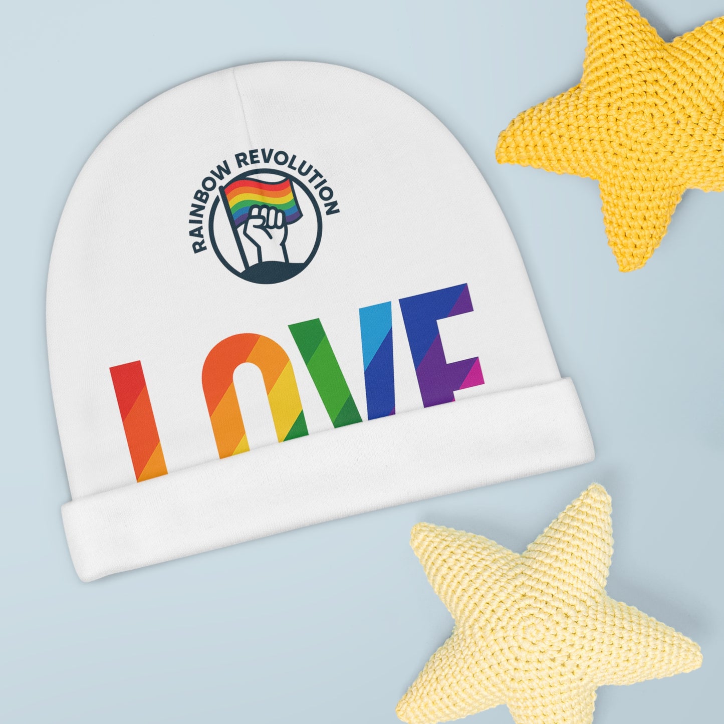 Rainbow Love Baby Beanie - Cute Infant Winter Hat, Baby Shower Gift, LGBTQ+ Pride Accessory, Newborn Headwear, Gender-Neutral Apparel