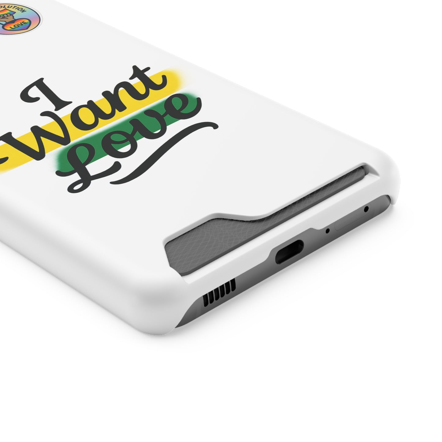 Love-Themed Phone Case with Card Holder | I Want Love, Stylish Gifts, Everyday Accessories, Phone Protection, Gift for Her