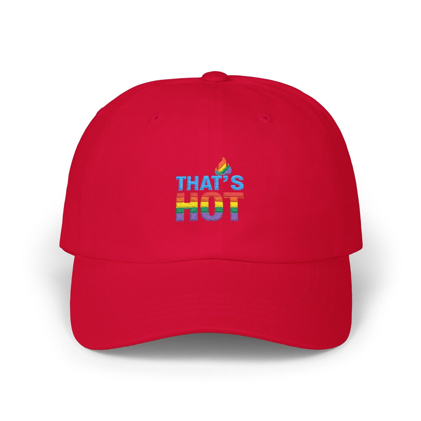 Stylish Dad Cap with Rainbow 'That's Hot' Design, LGBTQ+ Pride Hat, Casual Everyday Accessory, Gift for Father's Day, Summer Fashion