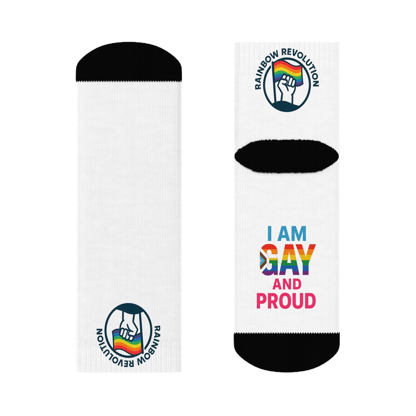 Pride Crew Socks | LGBTQ+ Celebration, I Am Gay and Proud, Rainbow Socks, Gift for Pride Month, Comfortable Socks