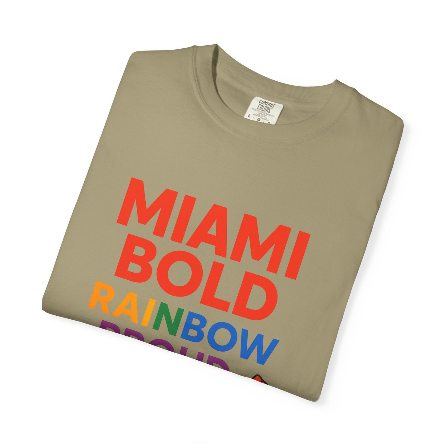 Proud LGBTQ+ Celebration T-Shirt, Miami Bold Rainbow Graphic Tee, Pride Gift, Equality Shirt, Unisex Casual Wear, Summer Apparel