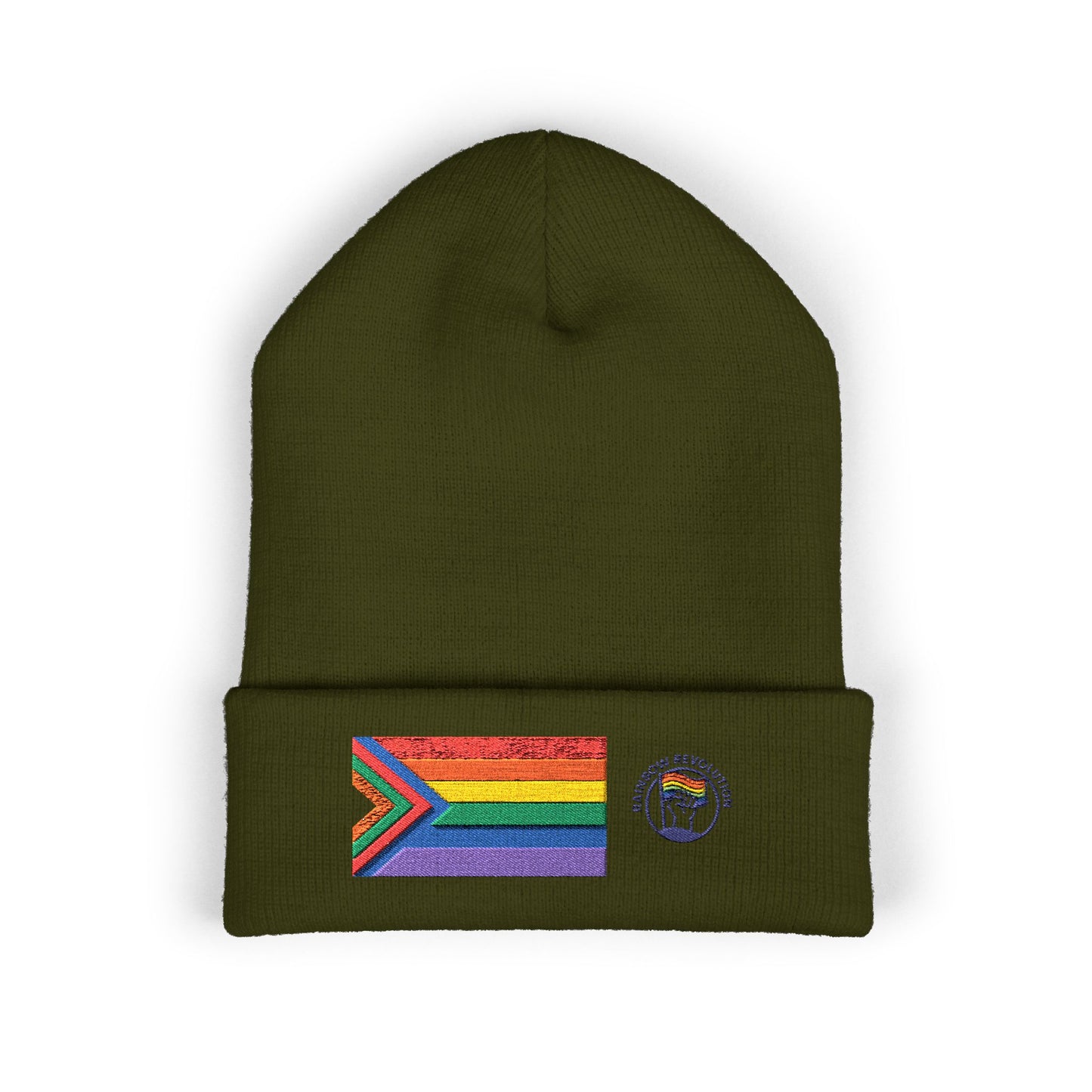 Pride Flag Cuffed Beanie - Cozy Winter Wear, LGBTQ+ Accessories, Casual Streetwear, Embroidery Hat, Holiday Gift