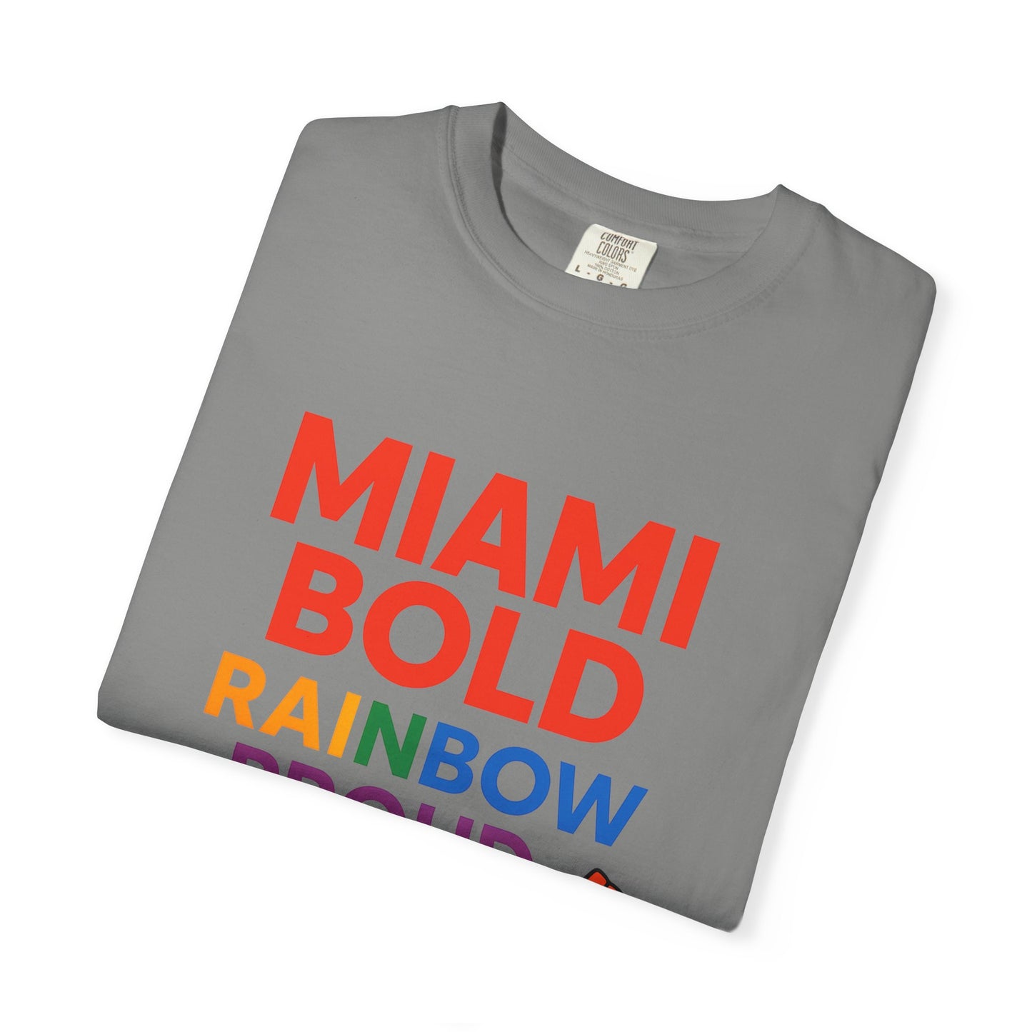 Proud LGBTQ+ Celebration T-Shirt, Miami Bold Rainbow Graphic Tee, Pride Gift, Equality Shirt, Unisex Casual Wear, Summer Apparel