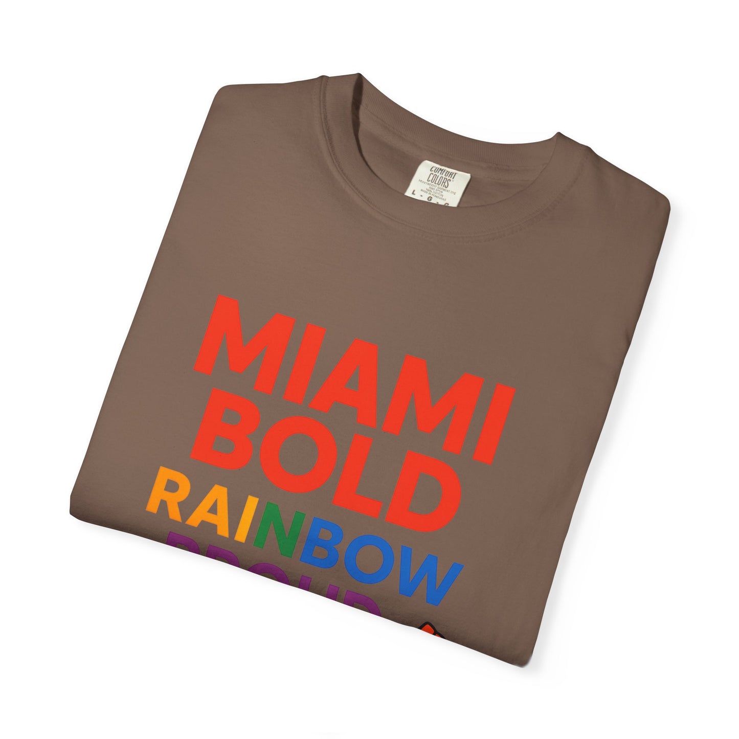 Proud LGBTQ+ Celebration T-Shirt, Miami Bold Rainbow Graphic Tee, Pride Gift, Equality Shirt, Unisex Casual Wear, Summer Apparel