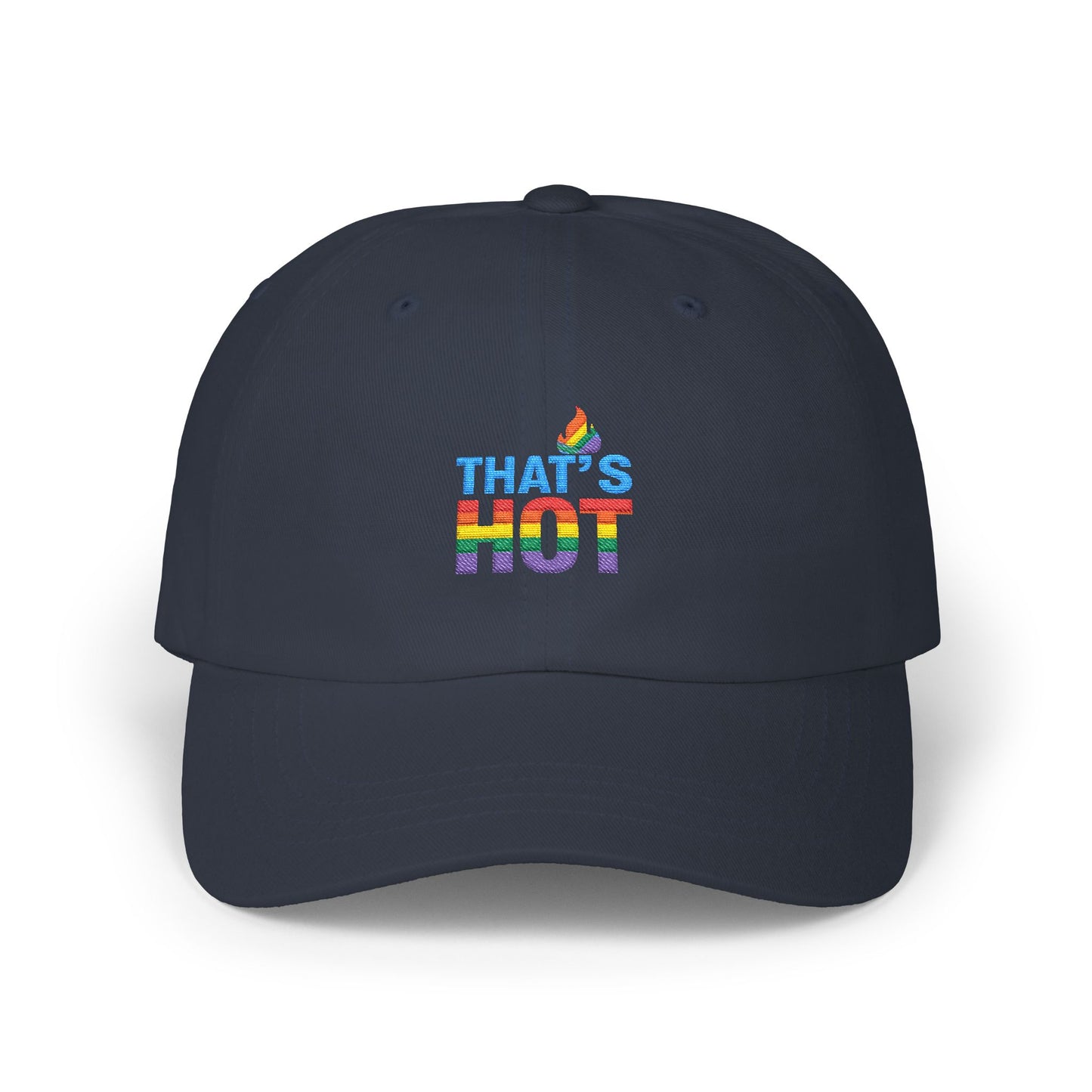 Stylish Dad Cap with Rainbow 'That's Hot' Design, LGBTQ+ Pride Hat, Casual Everyday Accessory, Gift for Father's Day, Summer Fashion