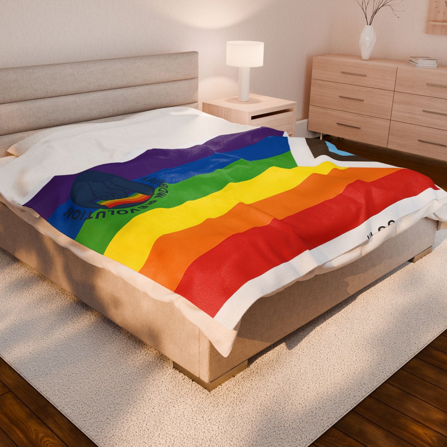 Rainbow Revolution Plush Blanket, LGBTQ+ Pride Throw, Cozy Decor, Warm Gift, Home Blanket, Vibrant Colorful Blanket