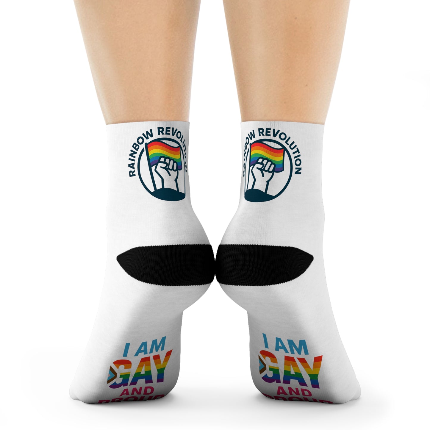 Pride Crew Socks | LGBTQ+ Celebration, I Am Gay and Proud, Rainbow Socks, Gift for Pride Month, Comfortable Socks