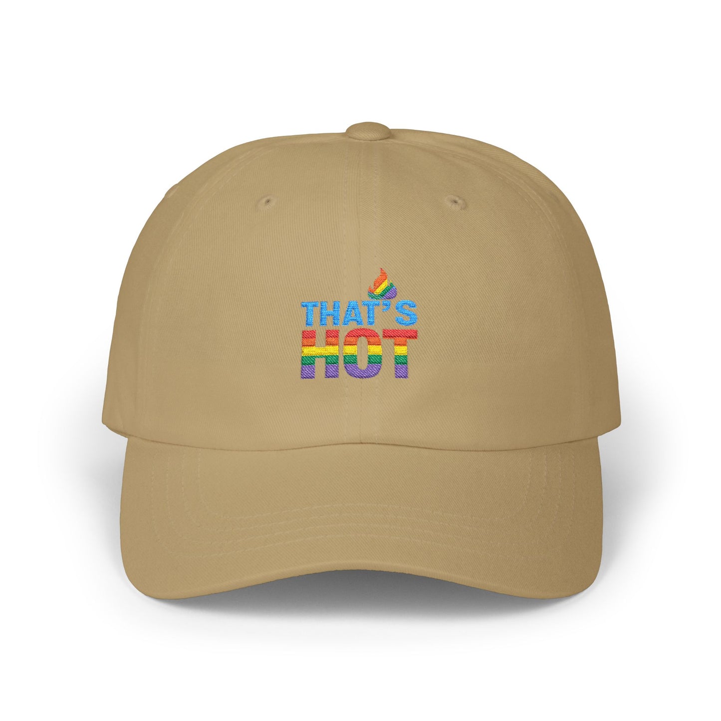 Stylish Dad Cap with Rainbow 'That's Hot' Design, LGBTQ+ Pride Hat, Casual Everyday Accessory, Gift for Father's Day, Summer Fashion