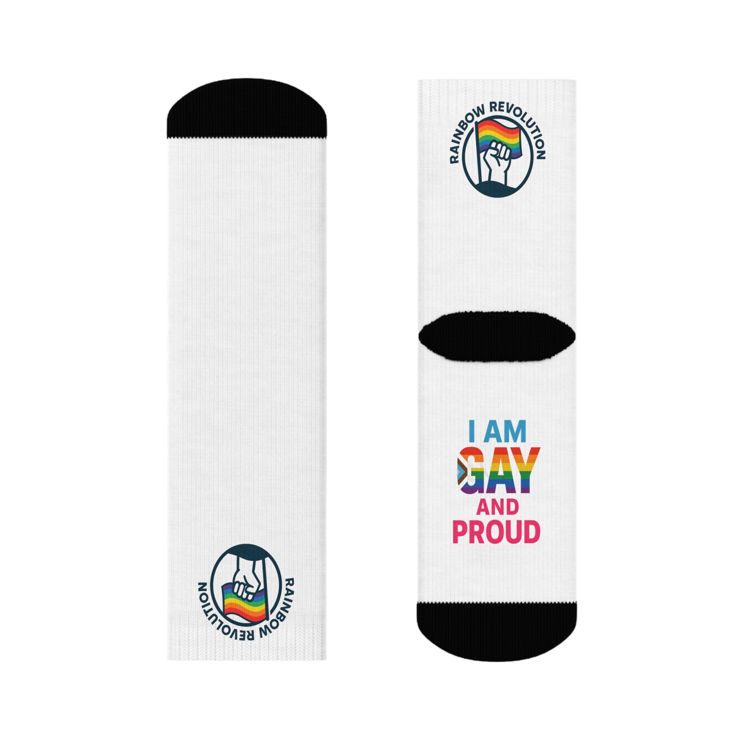 Pride Crew Socks | LGBTQ+ Celebration, I Am Gay and Proud, Rainbow Socks, Gift for Pride Month, Comfortable Socks