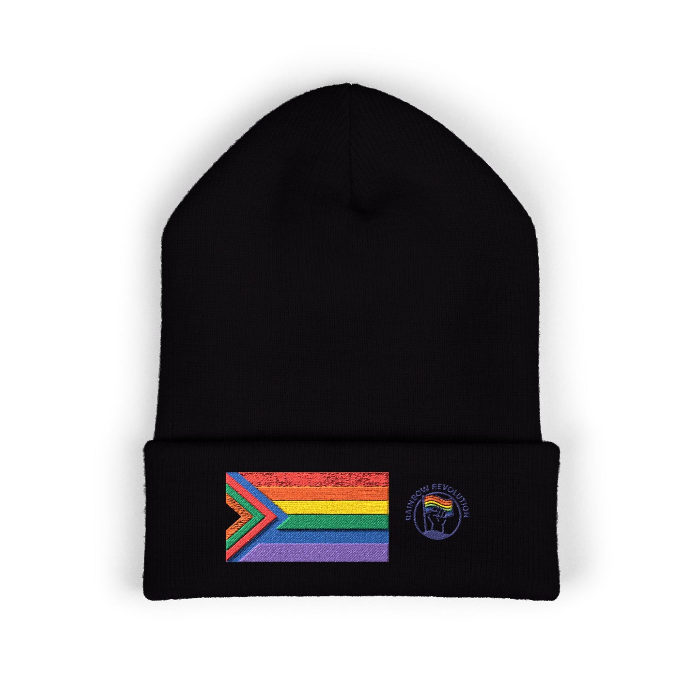 Pride Flag Cuffed Beanie - Cozy Winter Wear, LGBTQ+ Accessories, Casual Streetwear, Embroidery Hat, Holiday Gift
