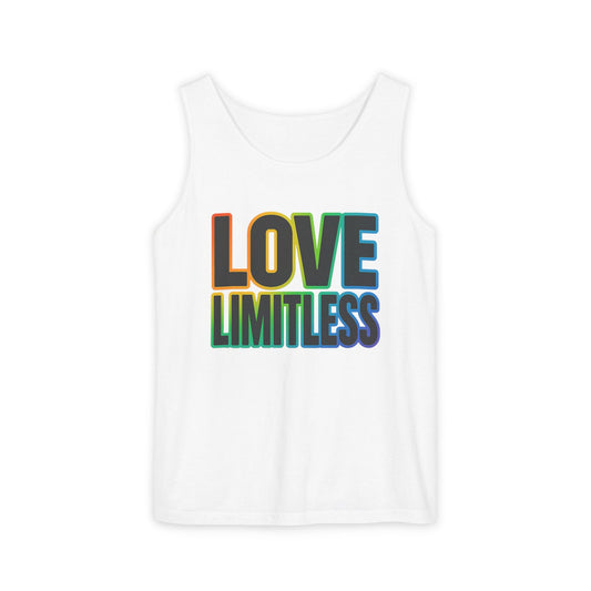 Unisex Inspirational Tank Top, Love Limitless Sleeveless Shirt, Perfect for Summer, Pride Events, Relaxed Fit Gym Wear, Gift for Friends