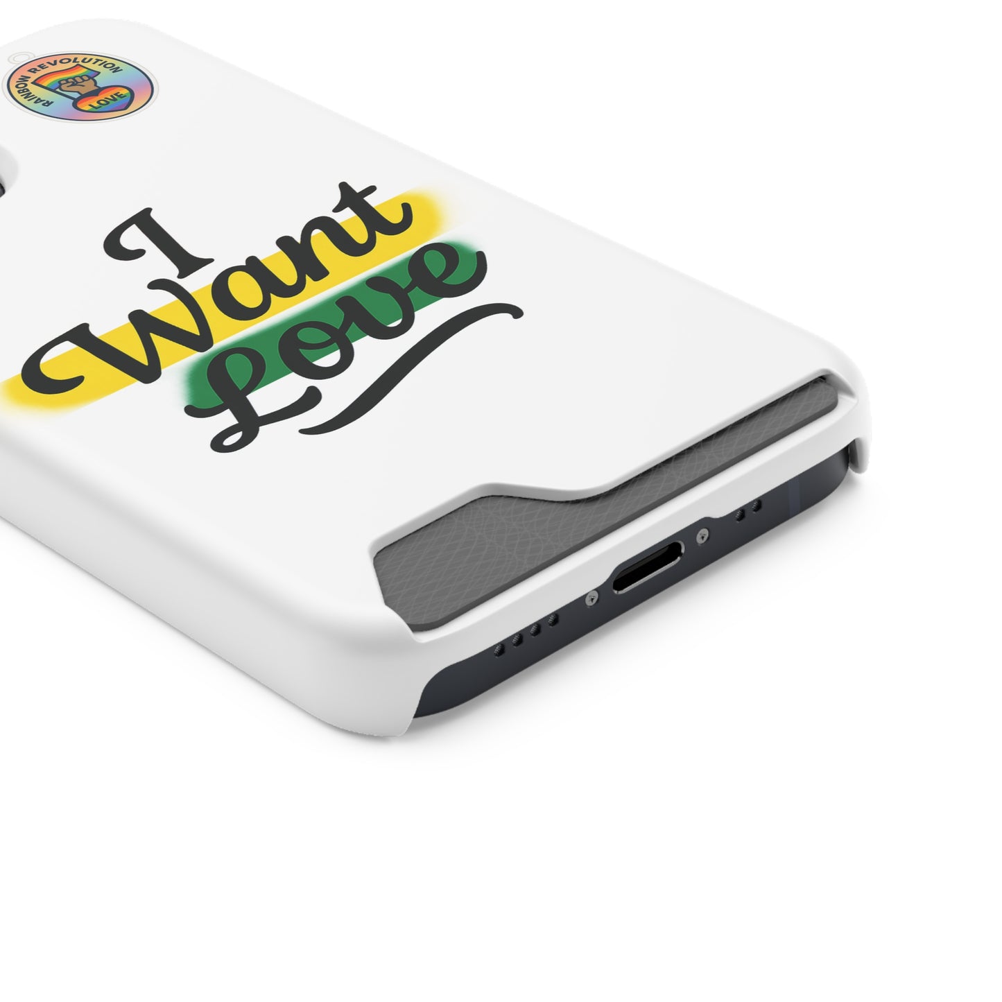 Love-Themed Phone Case with Card Holder | I Want Love, Stylish Gifts, Everyday Accessories, Phone Protection, Gift for Her