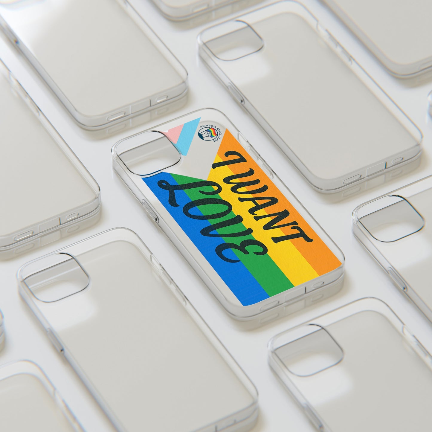 Pride Love Phone Case, Clear Silicone Case, LGBTQ+ Phone Accessory, Colorful Phone Cover, Rainbow Pride Gift