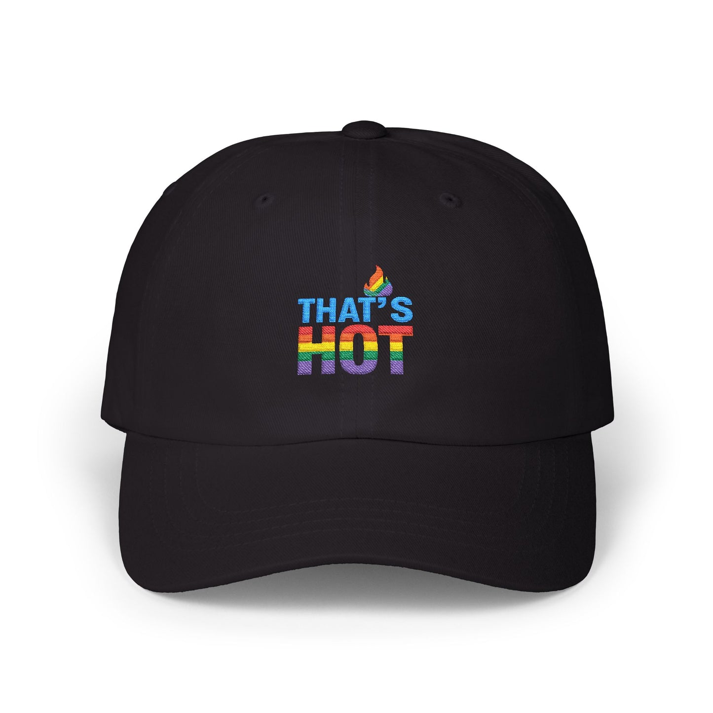 Stylish Dad Cap with Rainbow 'That's Hot' Design, LGBTQ+ Pride Hat, Casual Everyday Accessory, Gift for Father's Day, Summer Fashion