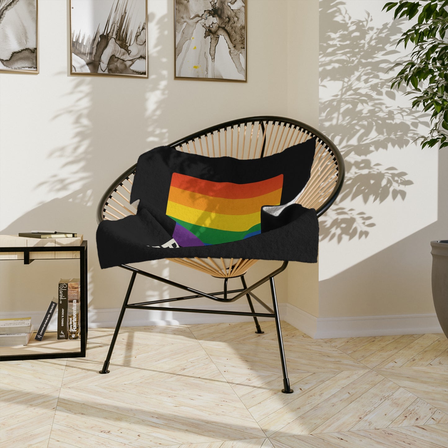 Rainbow Revolution Velveteen Blanket, Cozy Blanket for Pride Month, LGBTQ+ Decor, Gift for Activists, Soft Throw Blanket