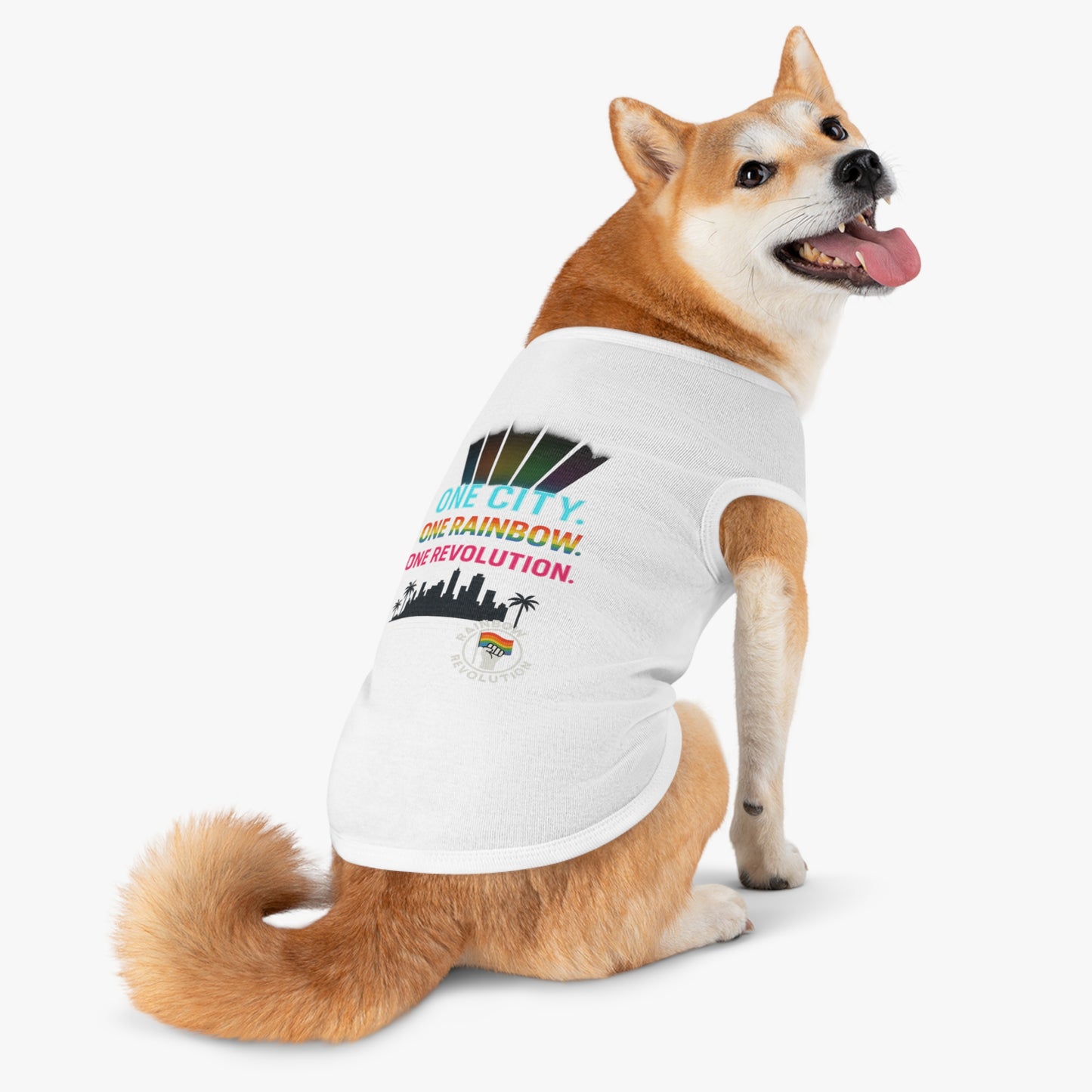 Vibrant Pride Pet Tank Top, Rainbow Celebration Wear, Dog and Cat Apparel, Summer Pet Fashion, LGBTQ+ Pet Lover Gift