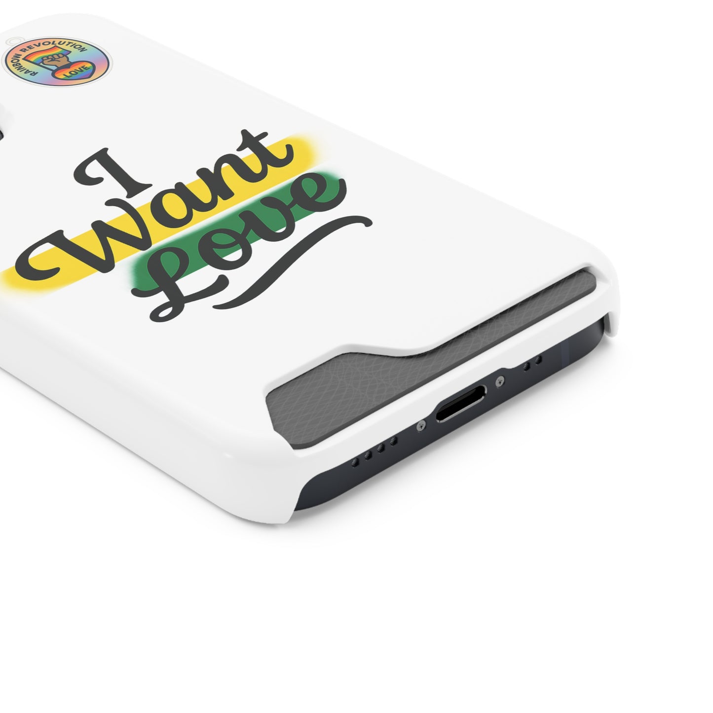 Love-Themed Phone Case with Card Holder | I Want Love, Stylish Gifts, Everyday Accessories, Phone Protection, Gift for Her