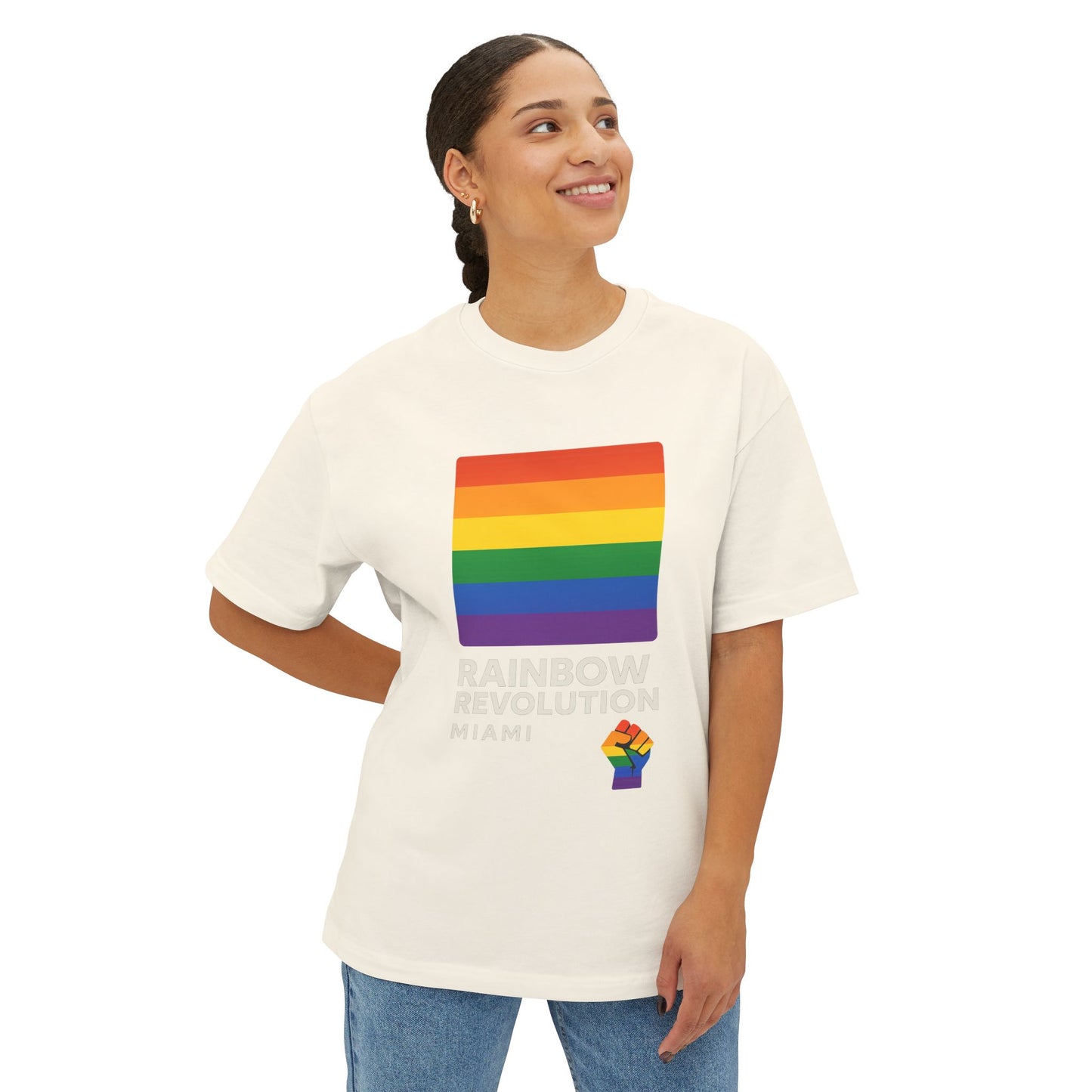 Rainbow Revolution Oversized Tee, Unisex Boxy Shirt, LGBTQ+ Pride Apparel, Statement Tee, Casual Wear, Gift for Allies