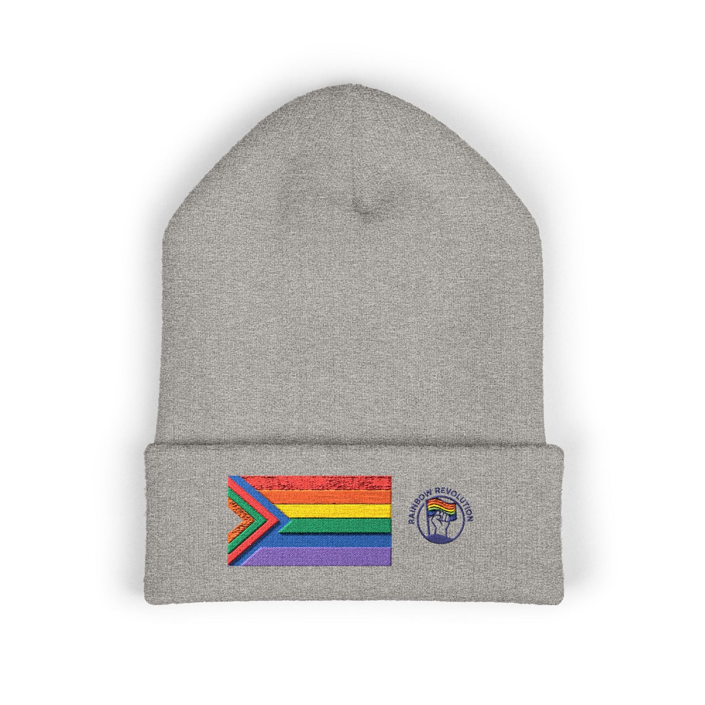 Pride Flag Cuffed Beanie - Cozy Winter Wear, LGBTQ+ Accessories, Casual Streetwear, Embroidery Hat, Holiday Gift