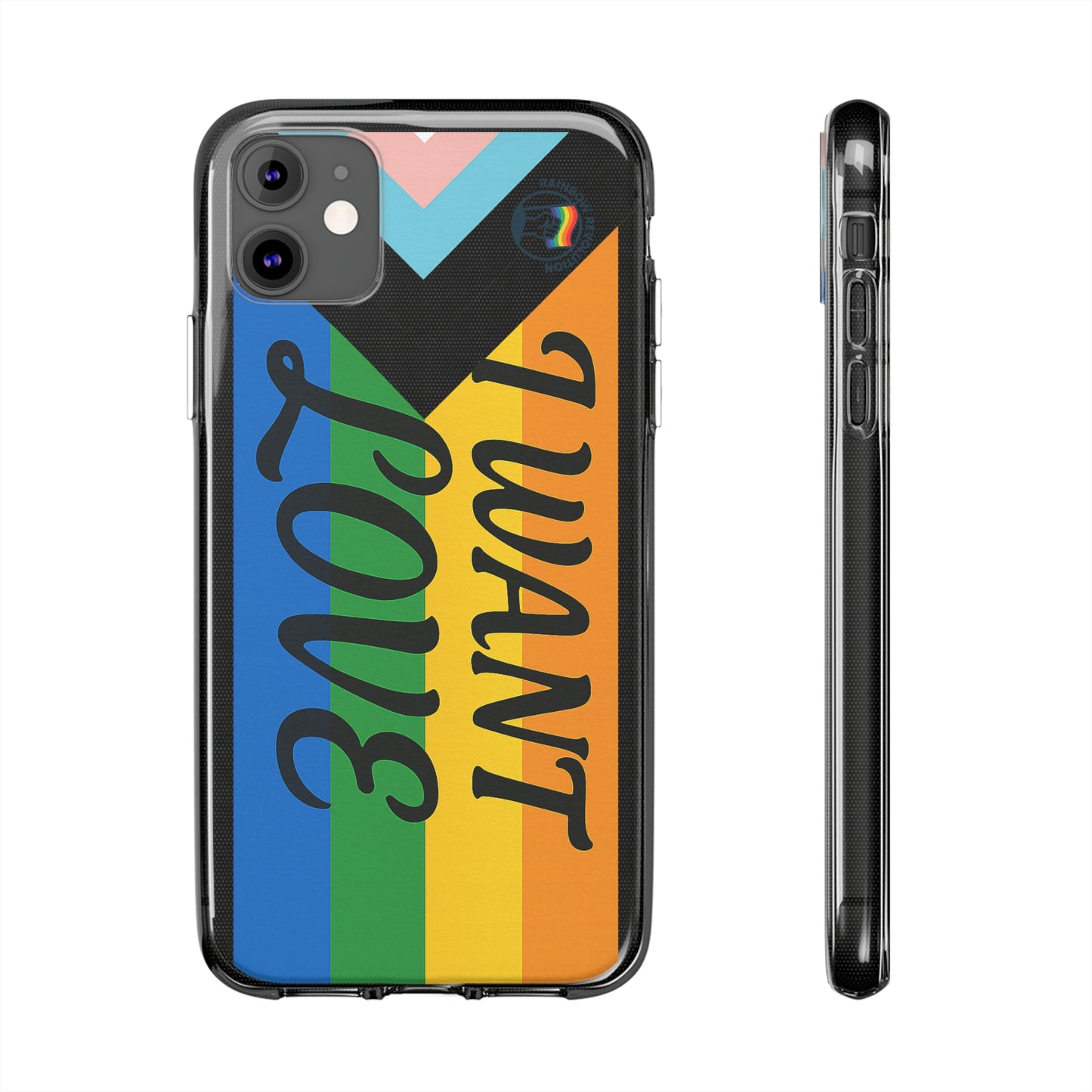 Pride Love Phone Case, Clear Silicone Case, LGBTQ+ Phone Accessory, Colorful Phone Cover, Rainbow Pride Gift