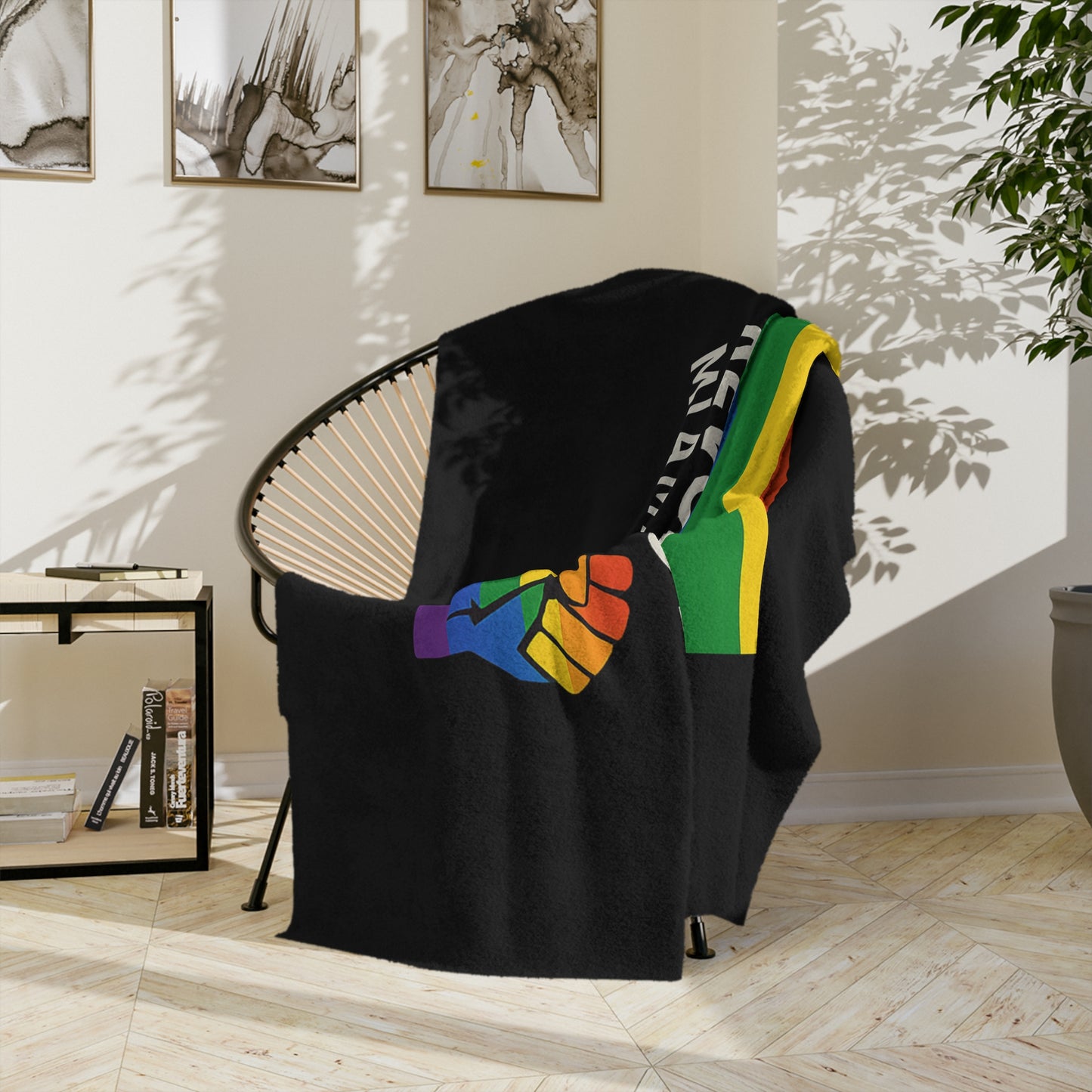 Rainbow Revolution Velveteen Blanket, Cozy Blanket for Pride Month, LGBTQ+ Decor, Gift for Activists, Soft Throw Blanket
