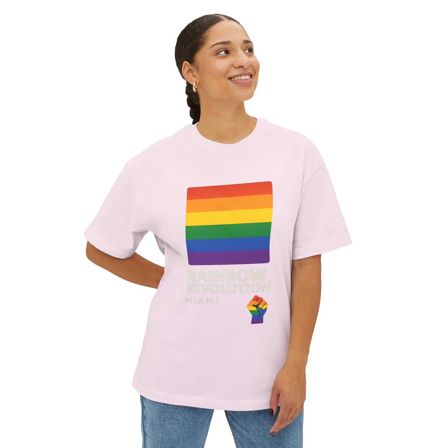 Rainbow Revolution Oversized Tee, Unisex Boxy Shirt, LGBTQ+ Pride Apparel, Statement Tee, Casual Wear, Gift for Allies