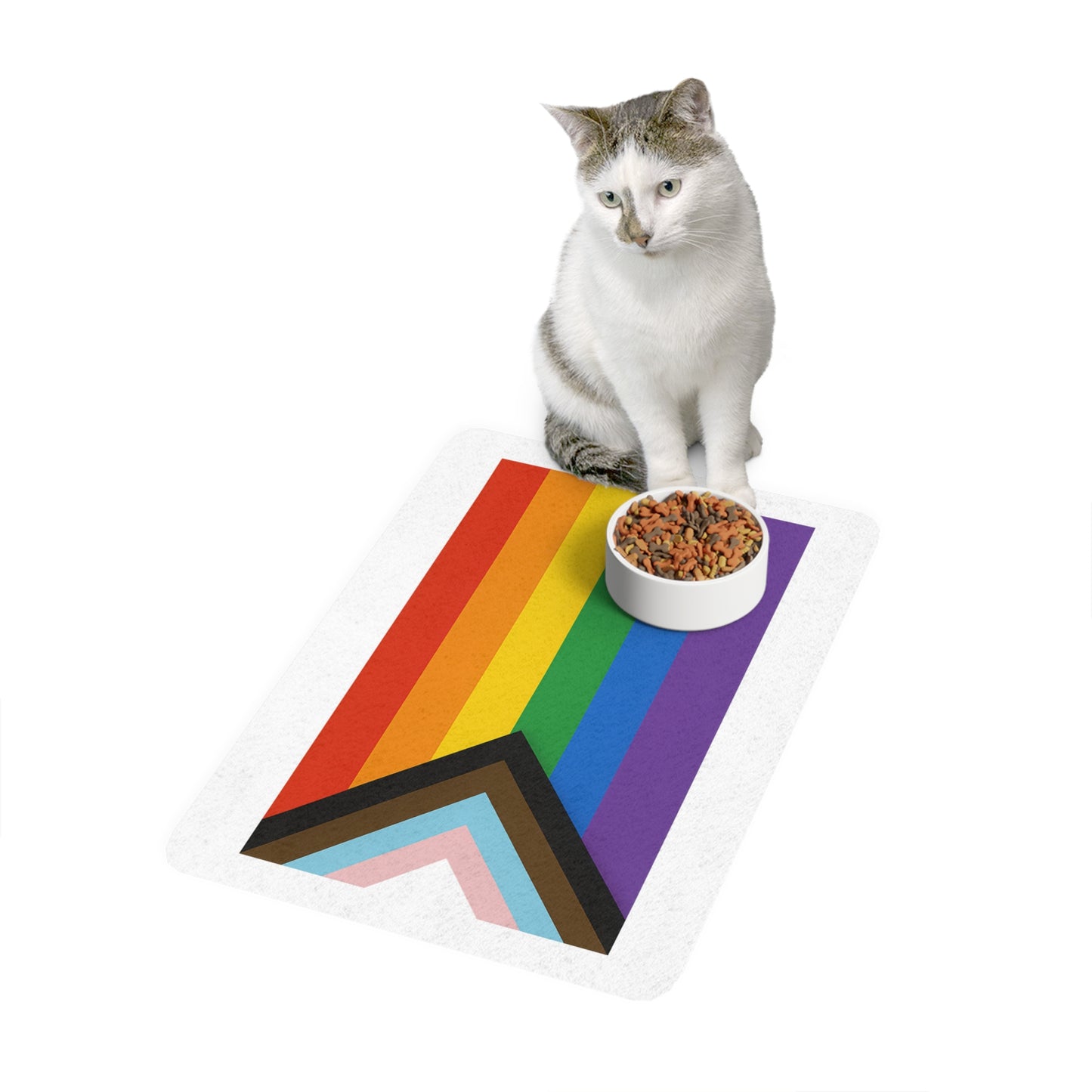 Pride Pet Food Mat - Rainbow Flag Design, Dog Feeding Mat, Cat Food Mat, LGBTQ+ Pet Accessory, Pet Decor, Kitchen Accessory