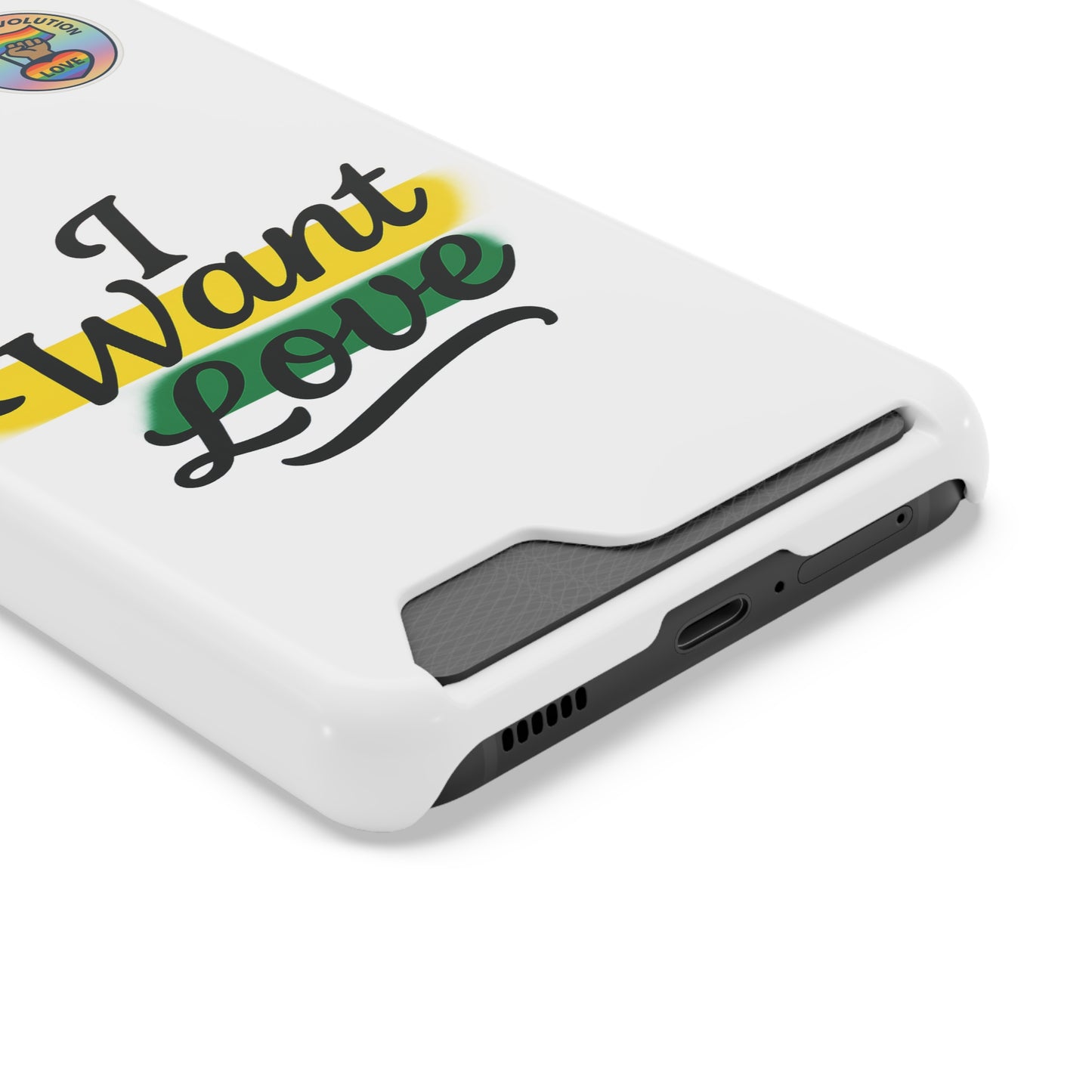 Love-Themed Phone Case with Card Holder | I Want Love, Stylish Gifts, Everyday Accessories, Phone Protection, Gift for Her