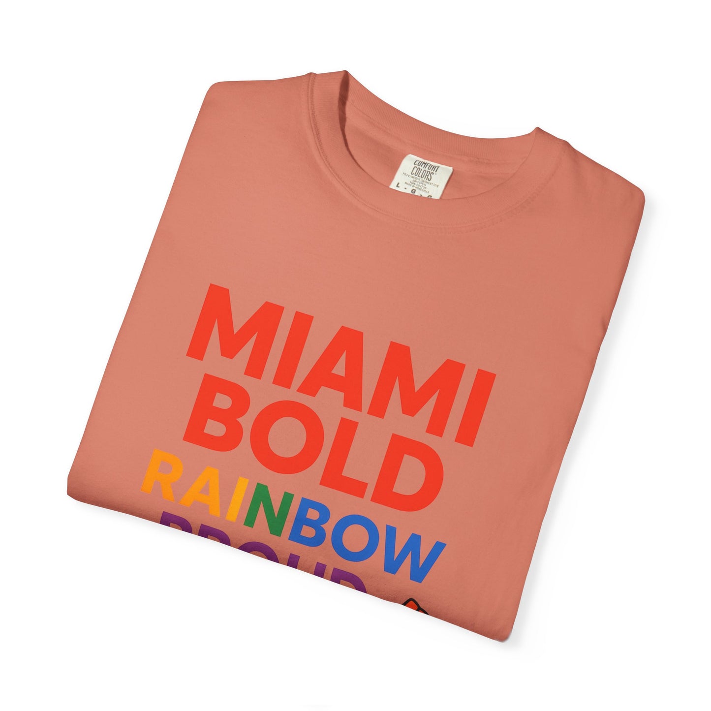 Proud LGBTQ+ Celebration T-Shirt, Miami Bold Rainbow Graphic Tee, Pride Gift, Equality Shirt, Unisex Casual Wear, Summer Apparel