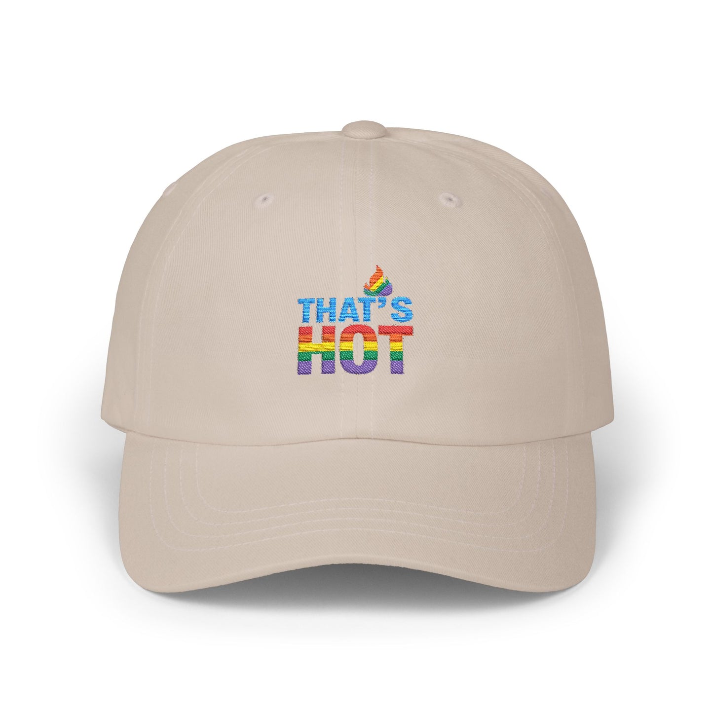 Stylish Dad Cap with Rainbow 'That's Hot' Design, LGBTQ+ Pride Hat, Casual Everyday Accessory, Gift for Father's Day, Summer Fashion