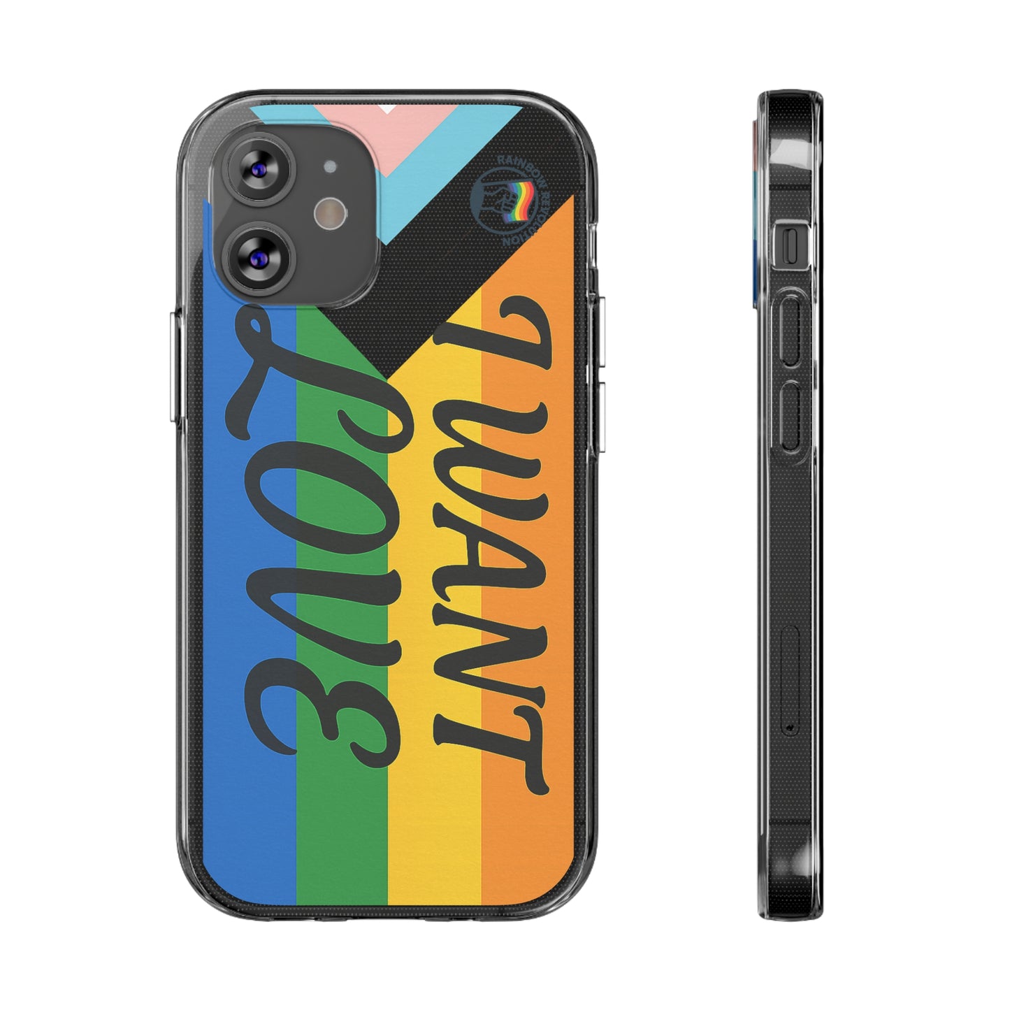 Pride Love Phone Case, Clear Silicone Case, LGBTQ+ Phone Accessory, Colorful Phone Cover, Rainbow Pride Gift