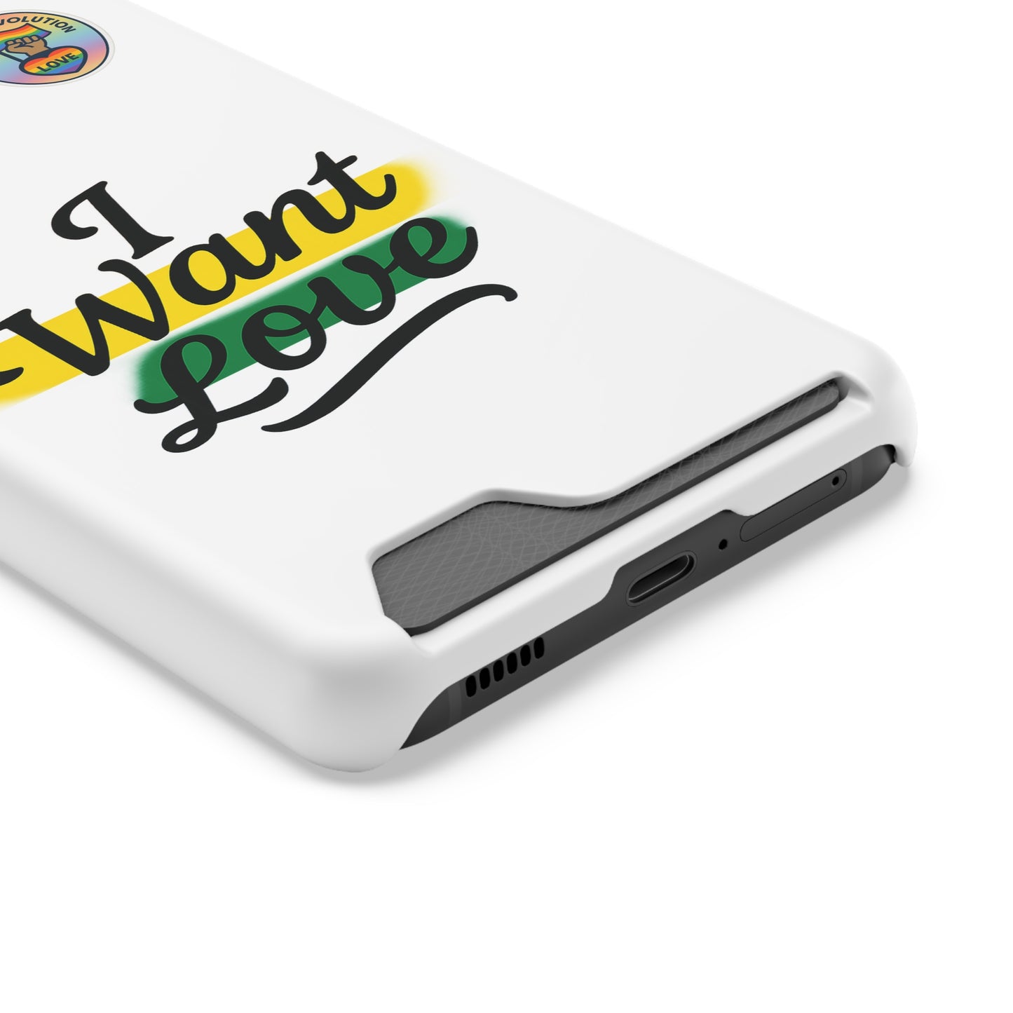 Love-Themed Phone Case with Card Holder | I Want Love, Stylish Gifts, Everyday Accessories, Phone Protection, Gift for Her
