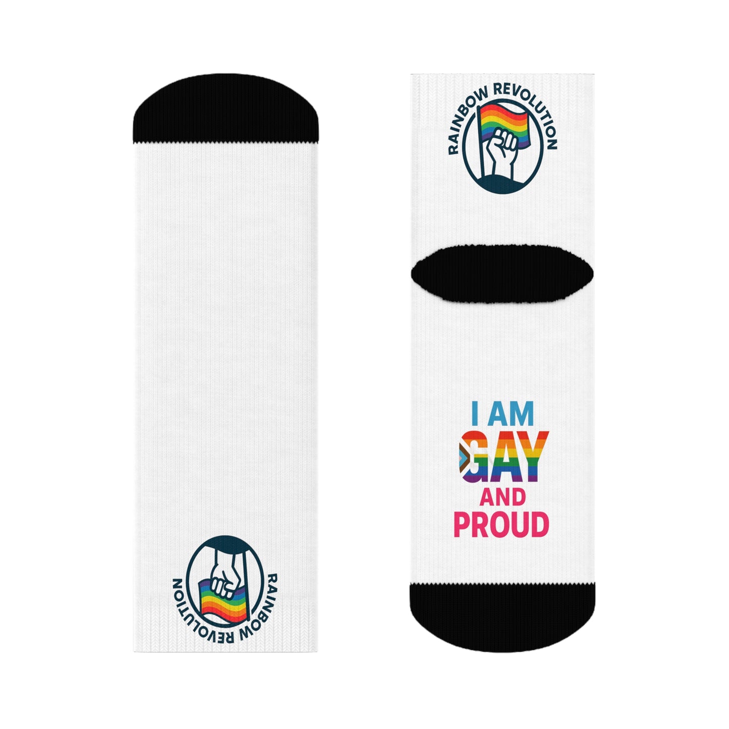 Pride Crew Socks | LGBTQ+ Celebration, I Am Gay and Proud, Rainbow Socks, Gift for Pride Month, Comfortable Socks