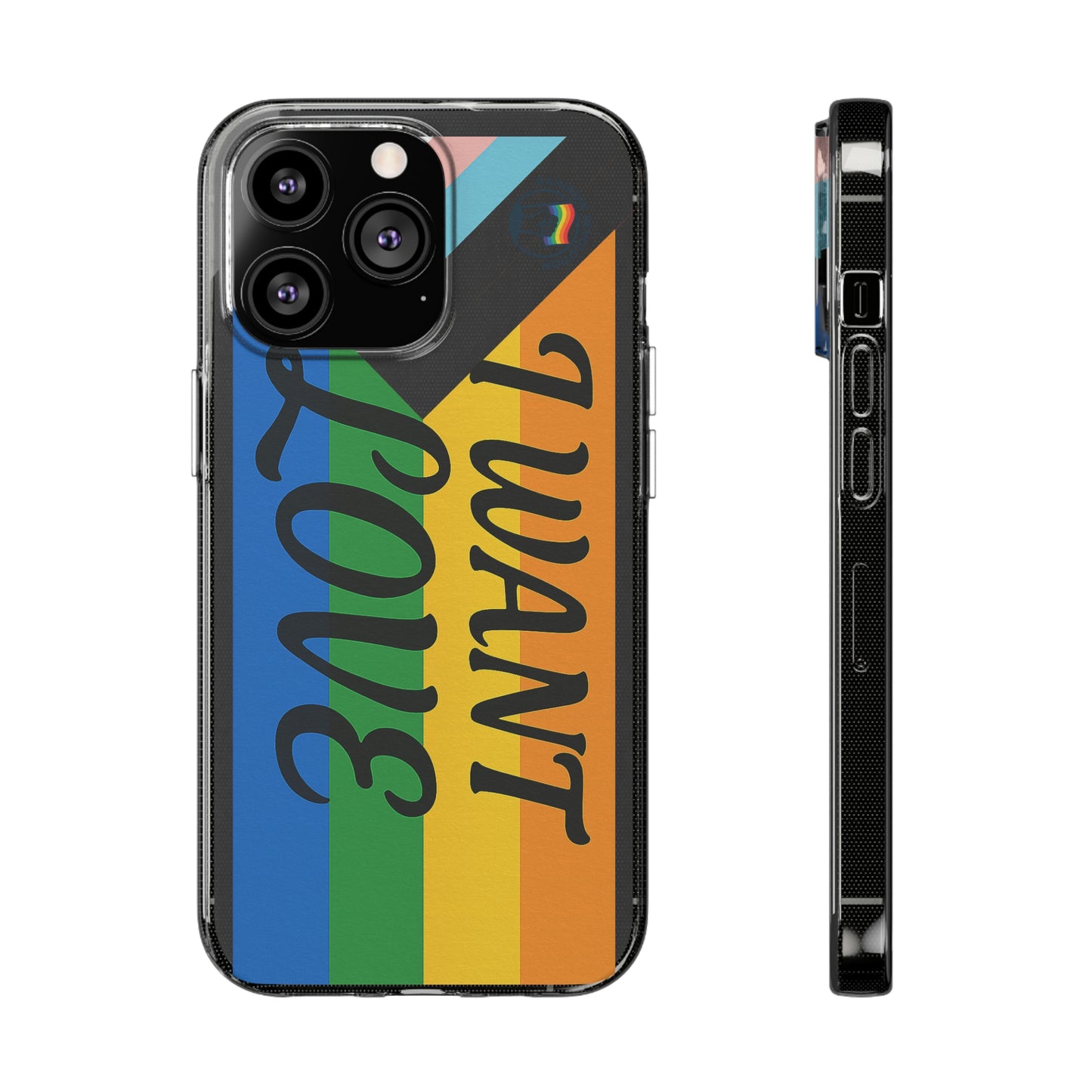 Pride Love Phone Case, Clear Silicone Case, LGBTQ+ Phone Accessory, Colorful Phone Cover, Rainbow Pride Gift