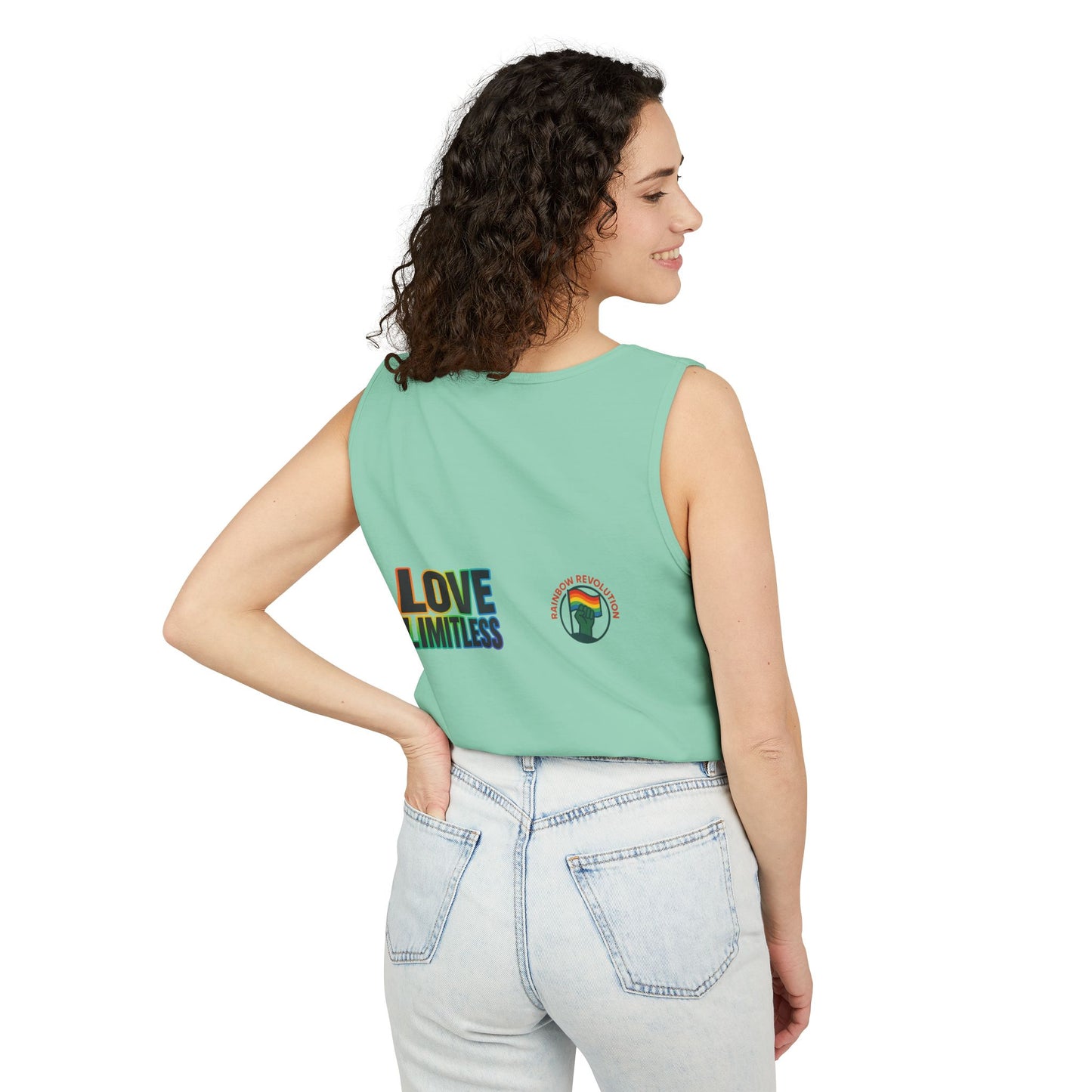 Unisex Inspirational Tank Top, Love Limitless Sleeveless Shirt, Perfect for Summer, Pride Events, Relaxed Fit Gym Wear, Gift for Friends