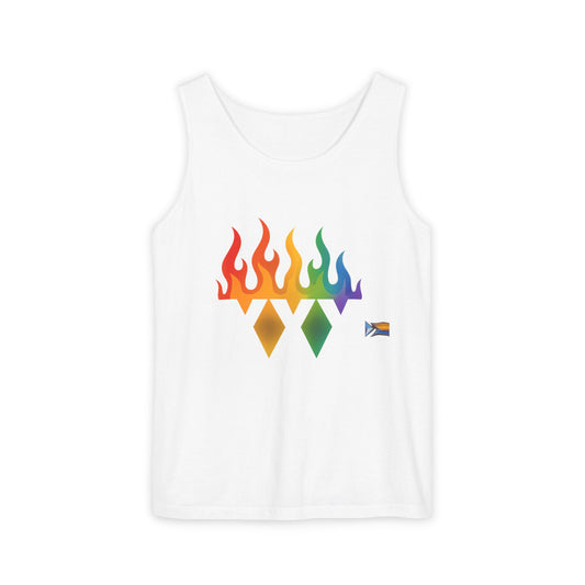 Pride Flame Tank Top | Unisex Garment-Dyed Tank, LGBTQ+ Apparel, Colorful Summer Wear, Festival Clothing, Gay Pride Merchandise