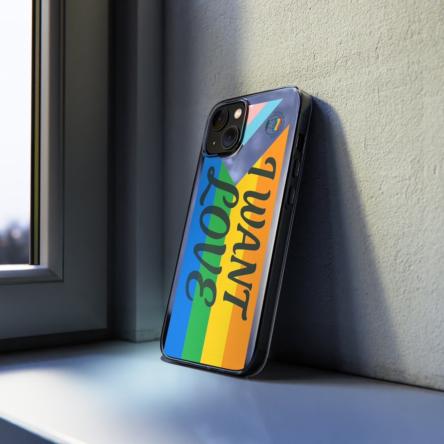 Pride Love Phone Case, Clear Silicone Case, LGBTQ+ Phone Accessory, Colorful Phone Cover, Rainbow Pride Gift