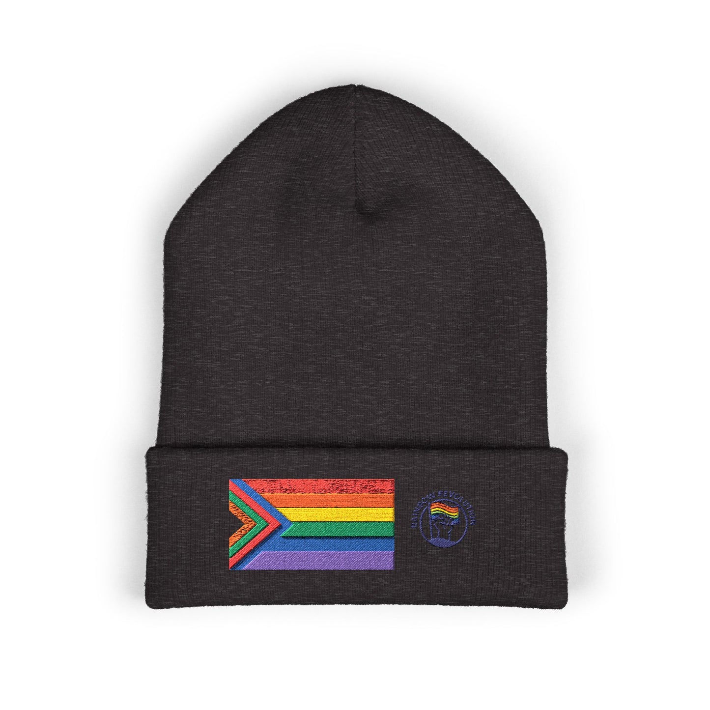 Pride Flag Cuffed Beanie - Cozy Winter Wear, LGBTQ+ Accessories, Casual Streetwear, Embroidery Hat, Holiday Gift