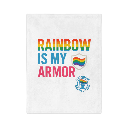 Rainbow Armor Velveteen Blanket - Soft Microfiber Throw for LGBTQ+ Pride, Cozy Home Décor, Gift for Friends, Celebration of Love