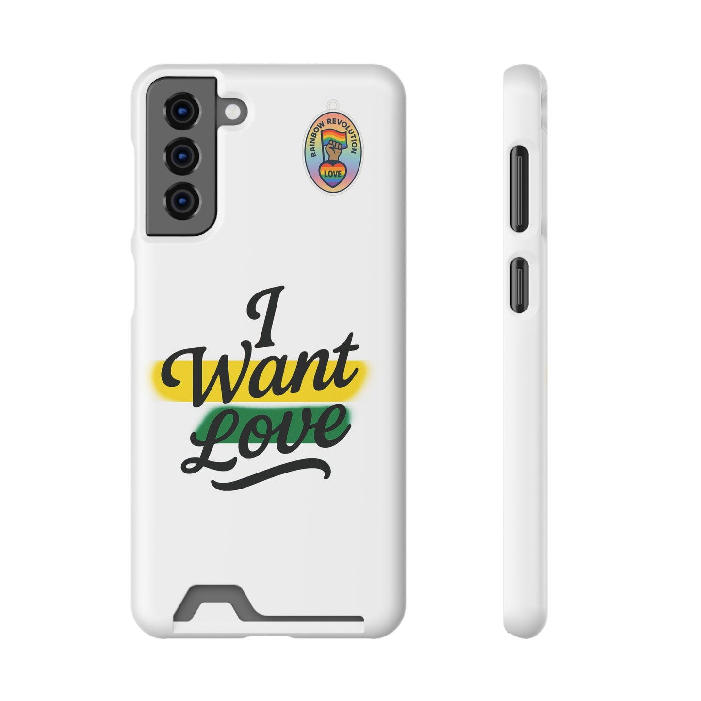 Love-Themed Phone Case with Card Holder | I Want Love, Stylish Gifts, Everyday Accessories, Phone Protection, Gift for Her
