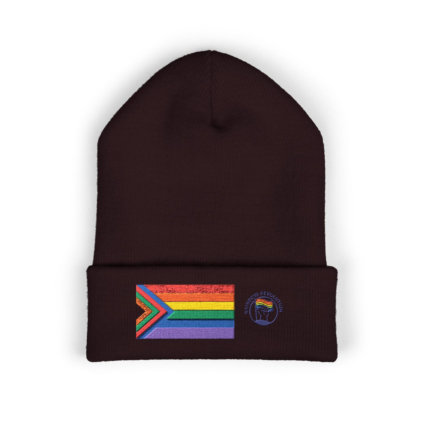 Pride Flag Cuffed Beanie - Cozy Winter Wear, LGBTQ+ Accessories, Casual Streetwear, Embroidery Hat, Holiday Gift