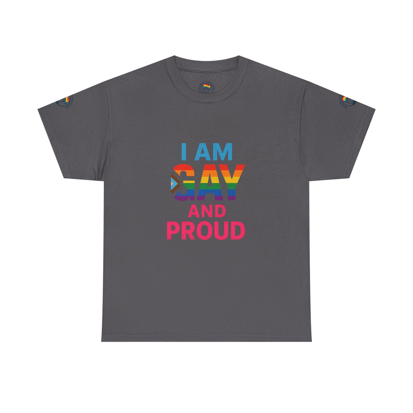 Pride Graphic Tee, I Am Gay and Proud Shirt, LGBTQ+ Apparel, Unisex Cotton Top, Festival Wear, Supportive Gift