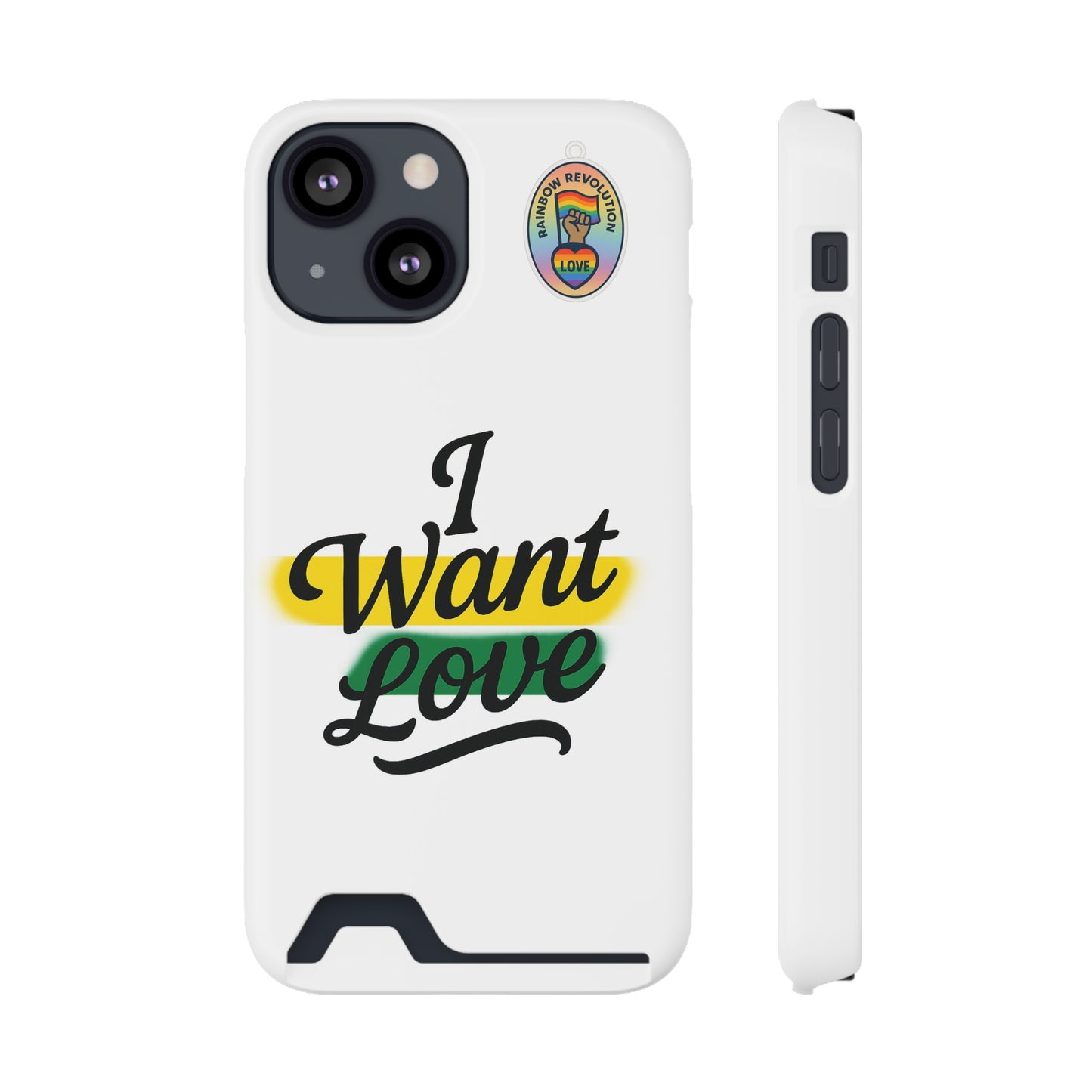 Love-Themed Phone Case with Card Holder | I Want Love, Stylish Gifts, Everyday Accessories, Phone Protection, Gift for Her