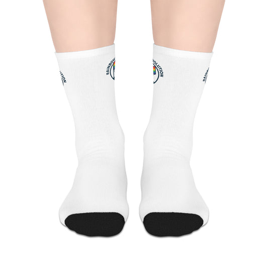 Rainbow Pollution Mid-length Socks | Colorful Casual Footwear for Everyday Wear, LGBTQ+ Support, Gift for Friends, Eco-Friendly Fashion