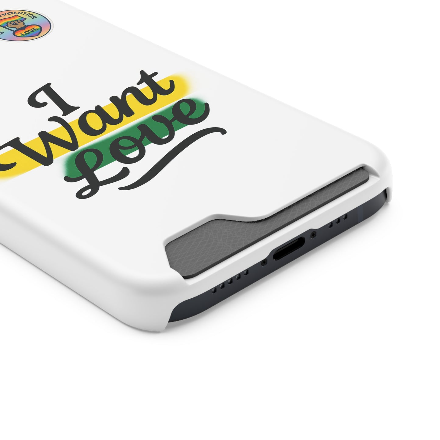 Love-Themed Phone Case with Card Holder | I Want Love, Stylish Gifts, Everyday Accessories, Phone Protection, Gift for Her