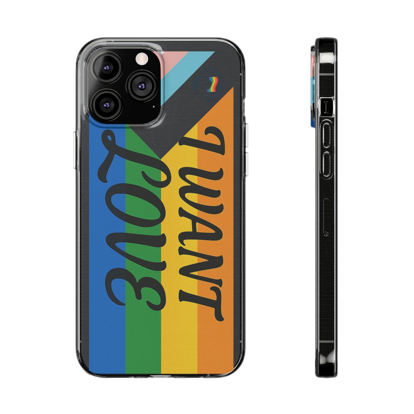 Pride Love Phone Case, Clear Silicone Case, LGBTQ+ Phone Accessory, Colorful Phone Cover, Rainbow Pride Gift