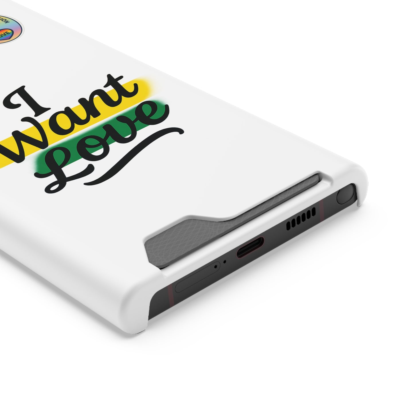 Love-Themed Phone Case with Card Holder | I Want Love, Stylish Gifts, Everyday Accessories, Phone Protection, Gift for Her