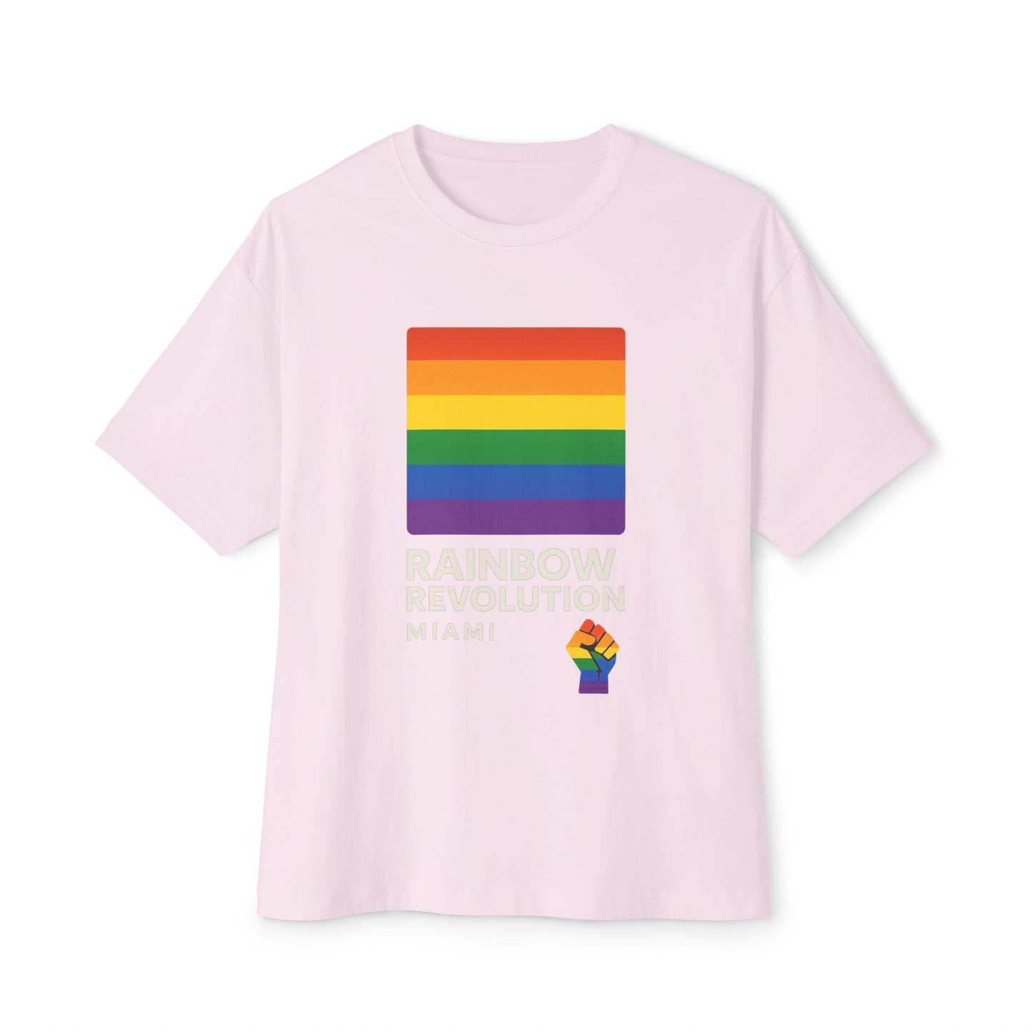 Rainbow Revolution Oversized Tee, Unisex Boxy Shirt, LGBTQ+ Pride Apparel, Statement Tee, Casual Wear, Gift for Allies
